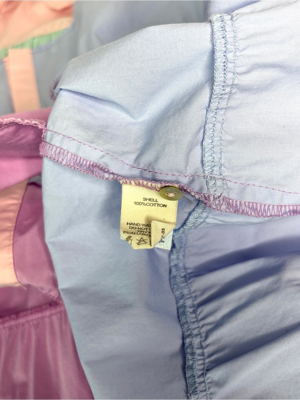 Dress Colorblock Pastel Tiered Babydoll Button-Front Pink Mint blue collared M - Picture 6 of 7